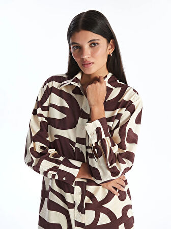 LCW Modest KAHVERENGİ Desenli Kadın Gömlek Tunik