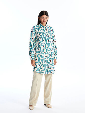 LCW Modest PETROL Desenli Kadın Gömlek Tunik