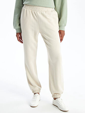 XSIDE Bej Kadın Beli Lastikli Düz Jogger Eşofman Altı