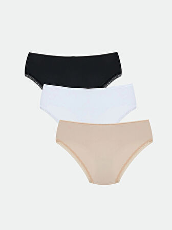 LCW DREAM Siyah Dantel Detaylı Hipster Külot 3'lü Paket