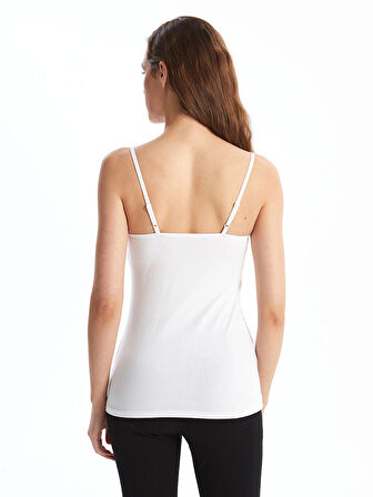 LCW DREAM Beyaz Kalp Yaka Askılı Kadın Kuplu Atlet