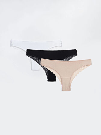 LCW DREAM Siyah Dantel Detaylı Brazilian Külot 3'lü Paket