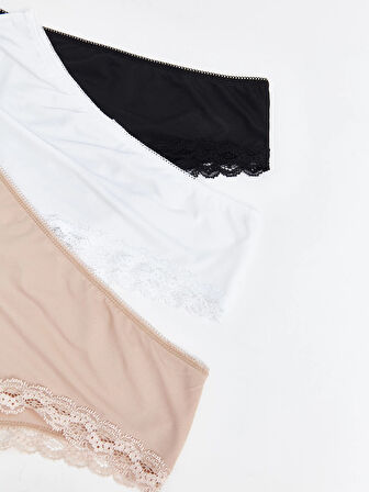 LCW DREAM Pembe Dantel Detaylı Brazilian Külot 3'lü Paket