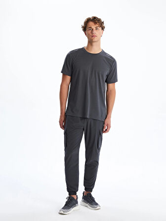 XSIDE ACTIVE Gri Bisiklet Yaka Kısa Kollu Erkek Spor Dokulu Tişört