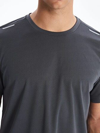 XSIDE ACTIVE Gri Bisiklet Yaka Kısa Kollu Erkek Spor Dokulu Tişört