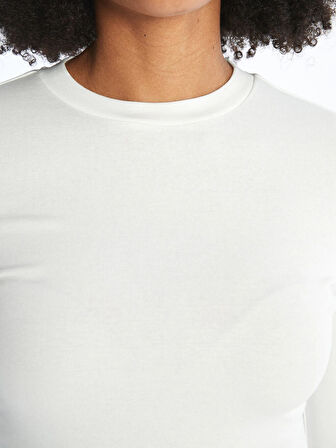 XSIDE Ekru Bisiklet Yaka Düz Uzun Kollu Kadın Body