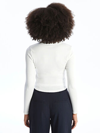 XSIDE Ekru Bisiklet Yaka Düz Uzun Kollu Kadın Body