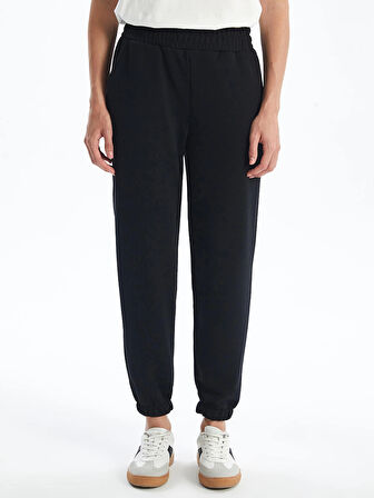 LCW Vision Siyah Kadın Beli Lastikli Düz Jogger Eşofman Altı