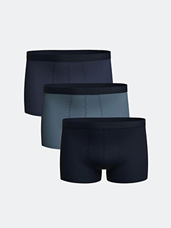 LC WAIKIKI Indigo Rahat Kalıp Pamuklu Esnek Erkek Boxer 3'lü