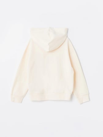 LCW Kids Bej Kapüşonlu Baskılı Uzun Kollu Kız Çocuk Sweatshirt
