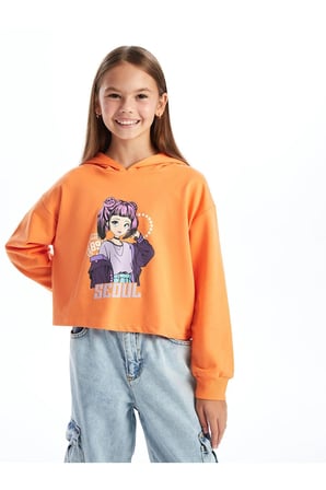LCW Kids Kapüşonlu Kız Çocuk Sweatshirt