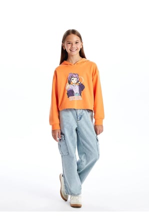 LCW Kids Kapüşonlu Kız Çocuk Sweatshirt