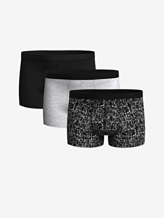 LC WAIKIKI Siyah Standart Kalıp Pamuklu Esnek Erkek Boxer 3'lü