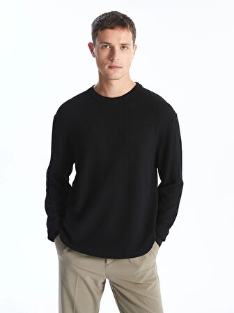 LCW Vision SİYAH Bisiklet Yaka Uzun Kollu Erkek Triko Kazak