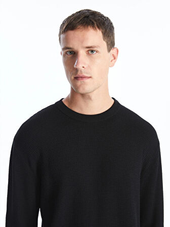 LCW Vision SİYAH Bisiklet Yaka Uzun Kollu Erkek Triko Kazak