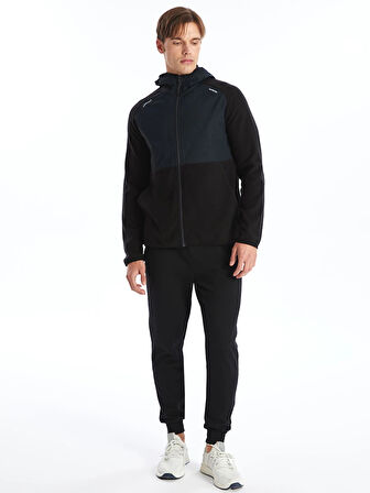 XSIDE ACTIVE Siyah Kapüşonlu Uzun Kollu Polar Erkek Fermuarlı Sweatshirt