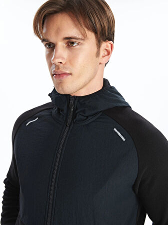 XSIDE ACTIVE Siyah Kapüşonlu Uzun Kollu Polar Erkek Fermuarlı Sweatshirt