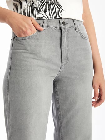 LCW Jeans Gri Wideleg Kadın Jean Pantolon