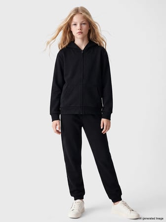 LCW Kids Siyah Beli Lastikli Kız Çocuk Kalın Jogger Eşofman Altı