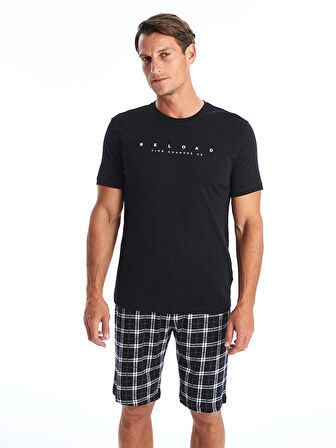 LC WAIKIKI Siyah Standart Kalıp Erkek Şortlu Pijama Takımı