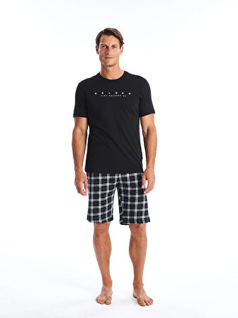 LC WAIKIKI Siyah Standart Kalıp Erkek Şortlu Pijama Takımı