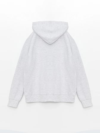 LCW Kids Gri Kapüşonlu Basic Uzun Kollu Kız Çocuk Fermuarlı Sweatshirt