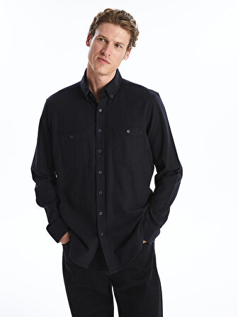 LCWAIKIKI Classic Siyah Regular Fit Uzun Kollu Gabardin Erkek Gömlek