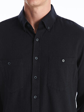 LCWAIKIKI Classic Siyah Regular Fit Uzun Kollu Gabardin Erkek Gömlek
