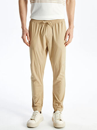XSIDE BEJ Standart Kalıp Gabardin Erkek Jogger Pantolon
