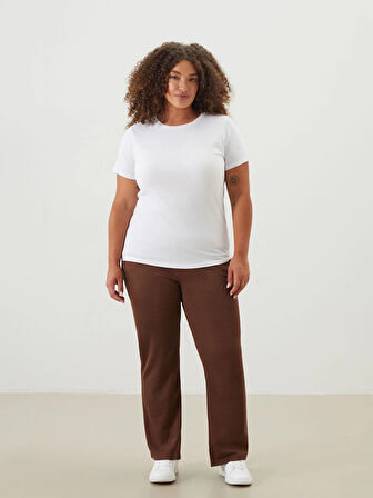 LCWAIKIKI Basic Beyaz Bisiklet Yaka Kadın Tişört