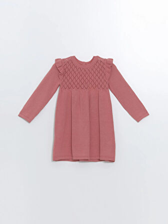 Bisiklet Yaka Uzun Kollu Desenli Kız Bebek Elbise_W4GC60Z1-QZ186841447376824-5 Yaş