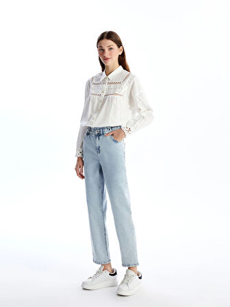 LCWAIKIKI Classic Indigo Beli Lastikli Slim Fit Kadın Jean Pantolon