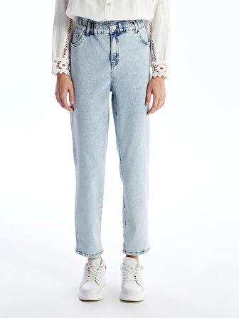 LCWAIKIKI Classic Indigo Beli Lastikli Slim Fit Kadın Jean Pantolon