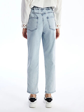 LCWAIKIKI Classic Indigo Beli Lastikli Slim Fit Kadın Jean Pantolon