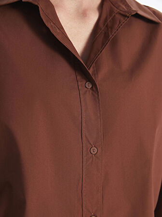 LCWAIKIKI Classic Kahverengi Düz Oversize Kadın Gömlek Tunik