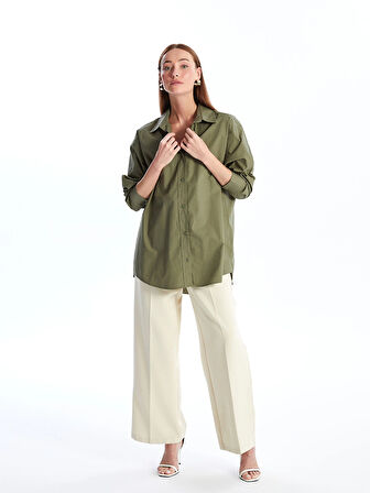 LCWAIKIKI Classic Yeşil Düz Oversize Kadın Gömlek Tunik