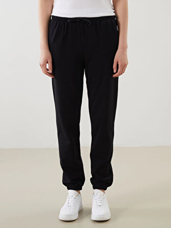 LCWAIKIKI Basic Siyah Beli Lastikli Kadın Jogger Eşofman Altı