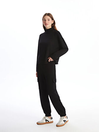 LCW Vision Siyah Kadın Beli Lastikli Düz Jogger Eşofman Altı