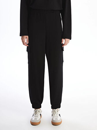 LCW Vision Siyah Kadın Beli Lastikli Düz Jogger Eşofman Altı