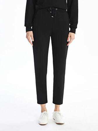 LCWAIKIKI Basic Siyah Kadın Beli Lastikli Düz Eşofman Altı