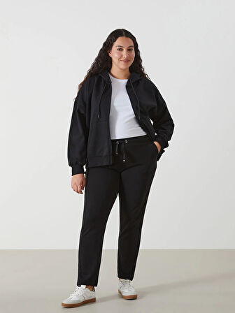 LCWAIKIKI Basic Siyah Kadın Beli Lastikli Düz Eşofman Altı