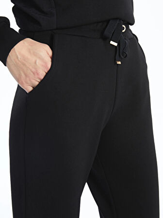 LCWAIKIKI Basic Siyah Kadın Beli Lastikli Düz Eşofman Altı