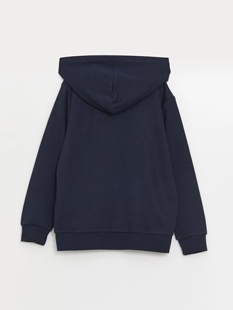 LCW Kids Lacivert Kapüşonlu Erkek Çocuk Fermuarlı Sweatshirt