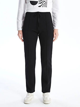 LCWAIKIKI Basic Siyah Kadın Beli Lastikli Düz Eşofman Altı