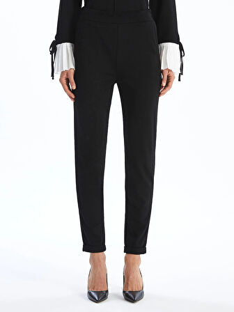 LCWAIKIKI Basic Siyah Beli Lastikli Kadın Pantolon