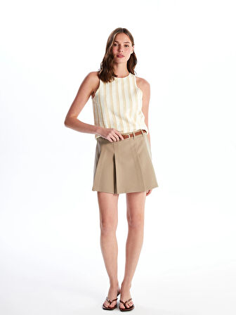 LCW Vision KAHVERENGİ Dar Fit Kadın Pileli Etek