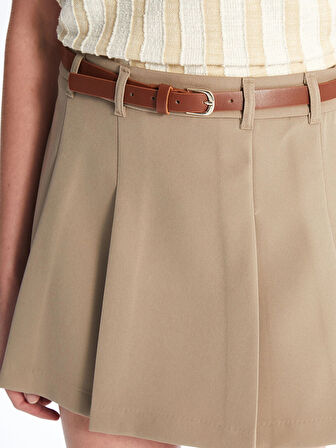 LCW Vision KAHVERENGİ Dar Fit Kadın Pileli Etek