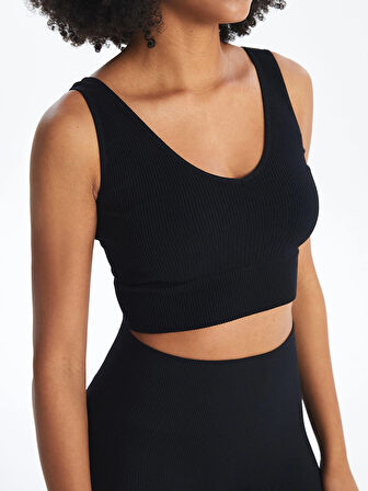 XSIDE ACTIVE SİYAH V Yaka Düz Seamless Kadın Spor Büstiyer