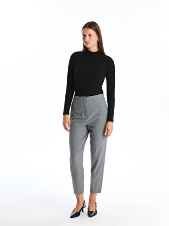 LCWAIKIKI Basic Siyah Dik Yaka Düz Uzun Kollu Kadın Body