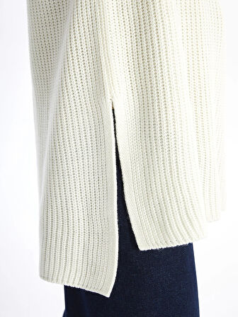 LCW Modest Bej Kadın Bisiklet Yaka Düz Triko Süveter